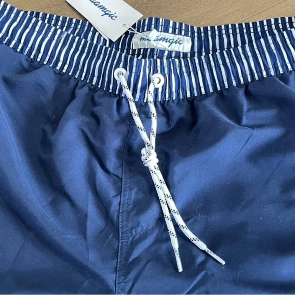 Maamgic Mens Swim Trunks Mesh Lining Navy Blue XXL Elastic‎ Waist Drawstring NWT
